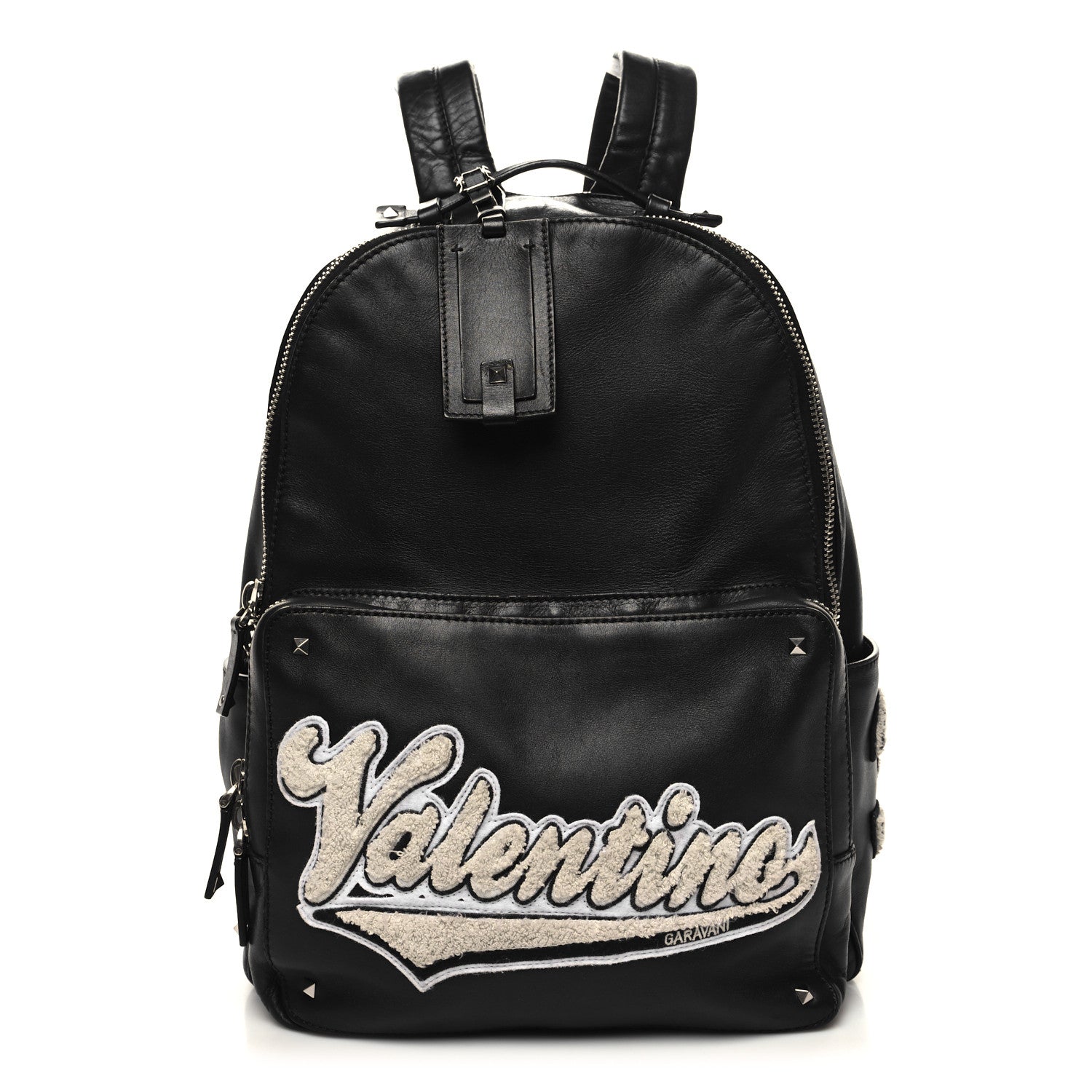 Valentino Garavani Calfskin Logo Backpack Black 1 of 12
