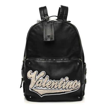 Valentino Garavani Calfskin Logo Backpack Black 1 of 12