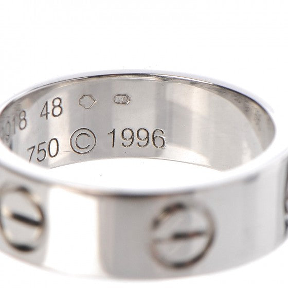 Cartier 18K White Gold 5.5mm LOVE Ring 48 4.5 5 of 5