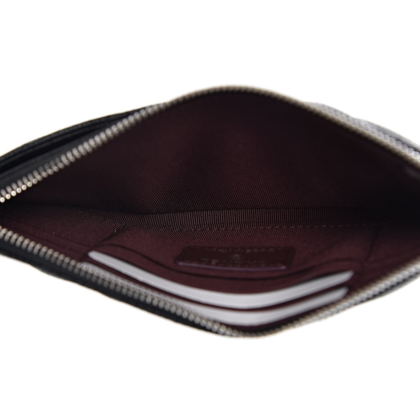 Caviar Chevron Quilted Zip Pouch Black