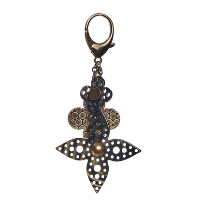 Louis Vuitton Antiqued Brass Resin Rock Flower Bag Charm 1 of 3