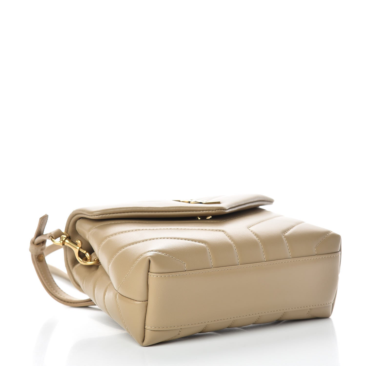 Saint Laurent Calfskin Y Quilted Monogram Toy Loulou Crossbody Bag Latte 4 of 11