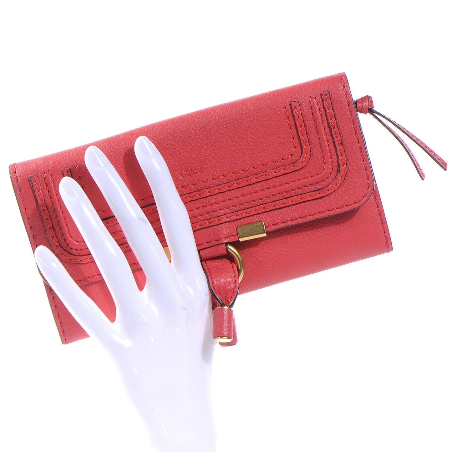 Leather Marcie Continental Flap Wallet Red