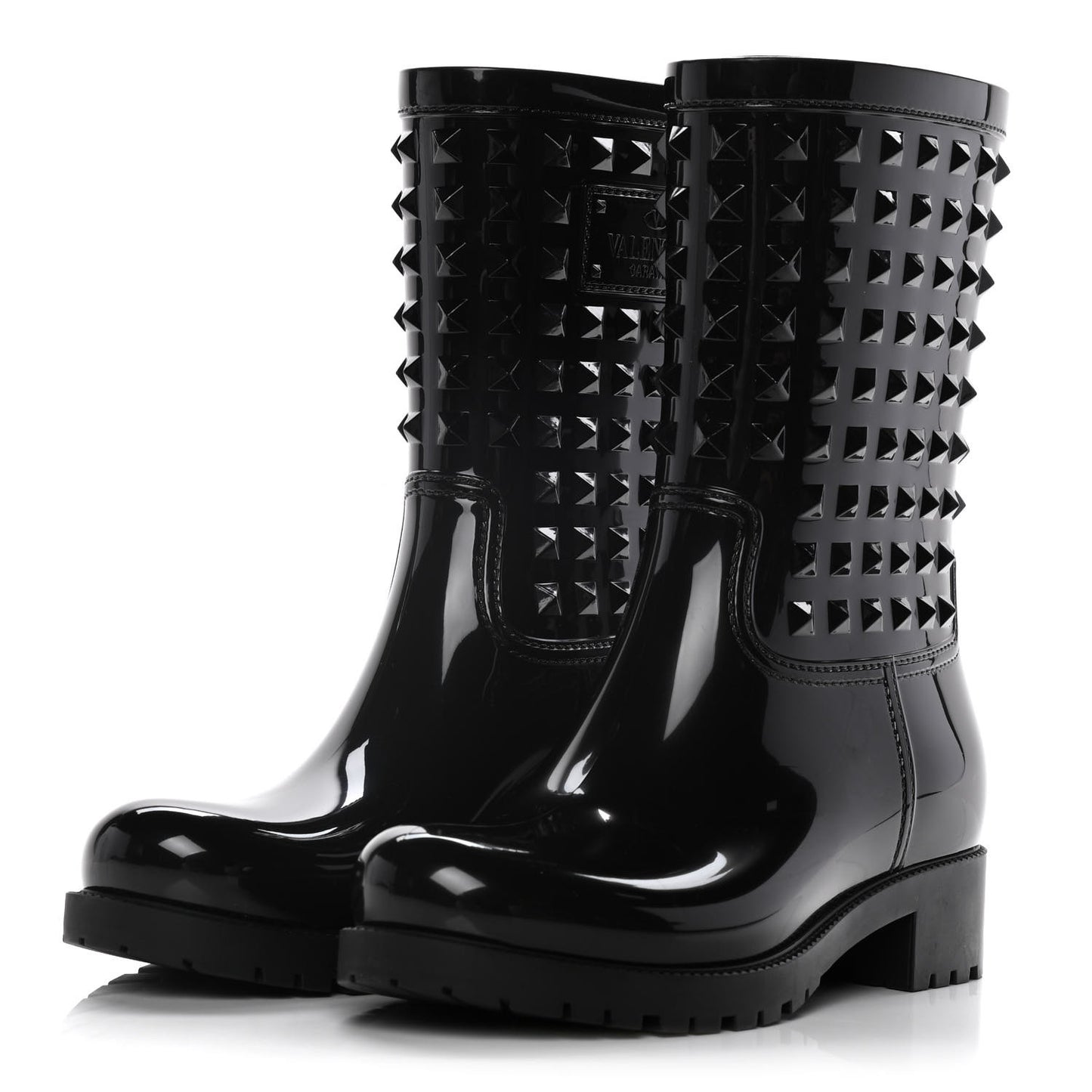 Rubber Rockstud Short Rainboots 37 Black