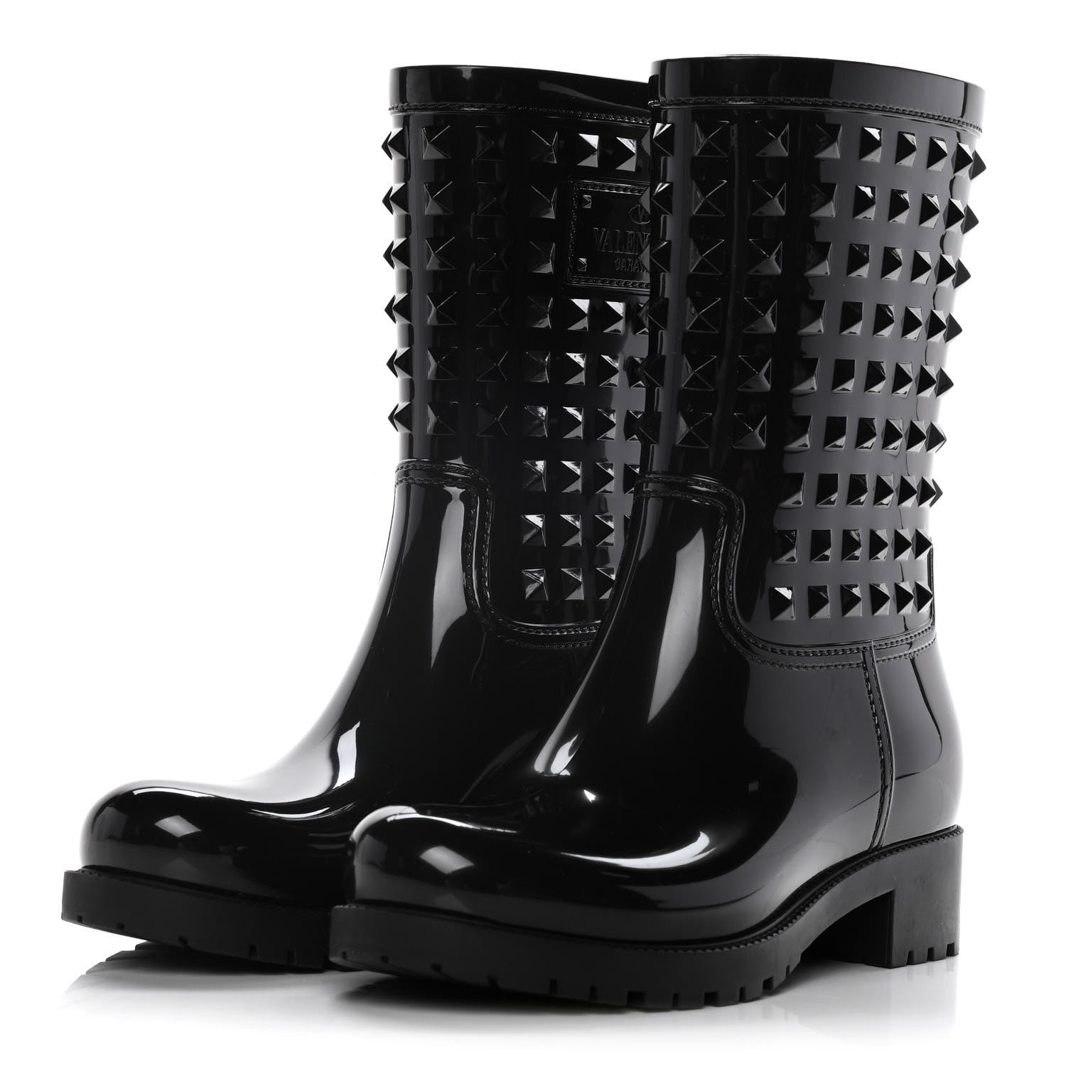 Valentino Garavani Rubber Rockstud Short Rainboots 37 Black 3 of 12