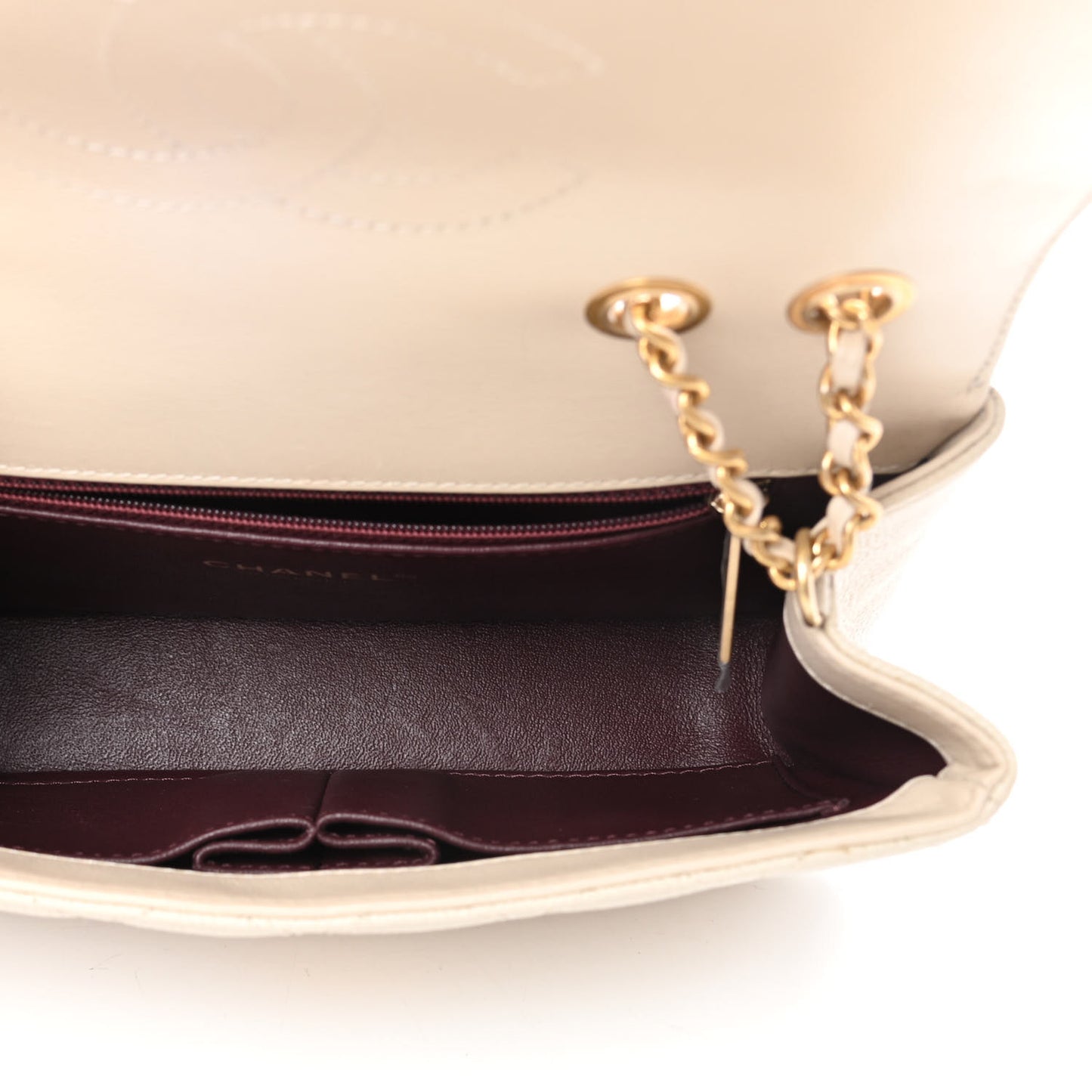 Caviar Quilted Small CC Filigree Flap Beige