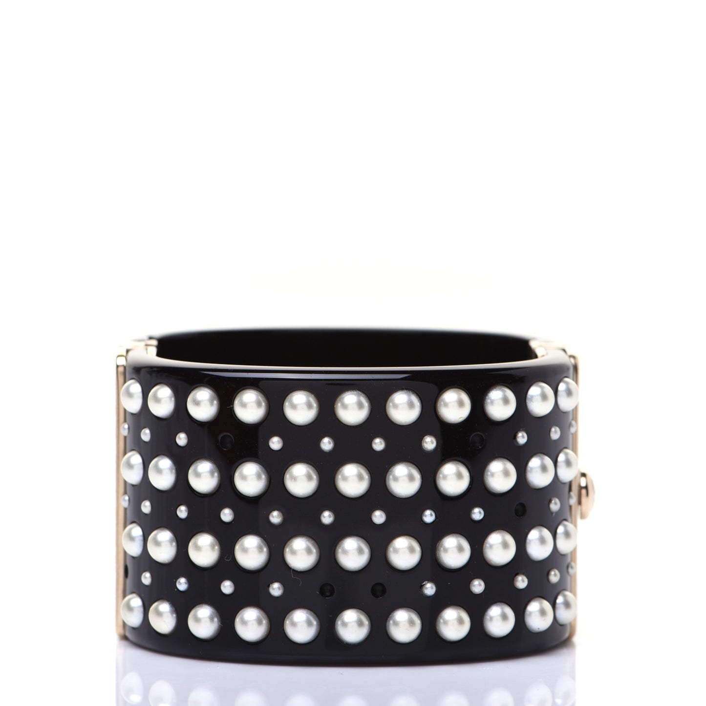 Resin Pearl Crystal CC Cuff Black