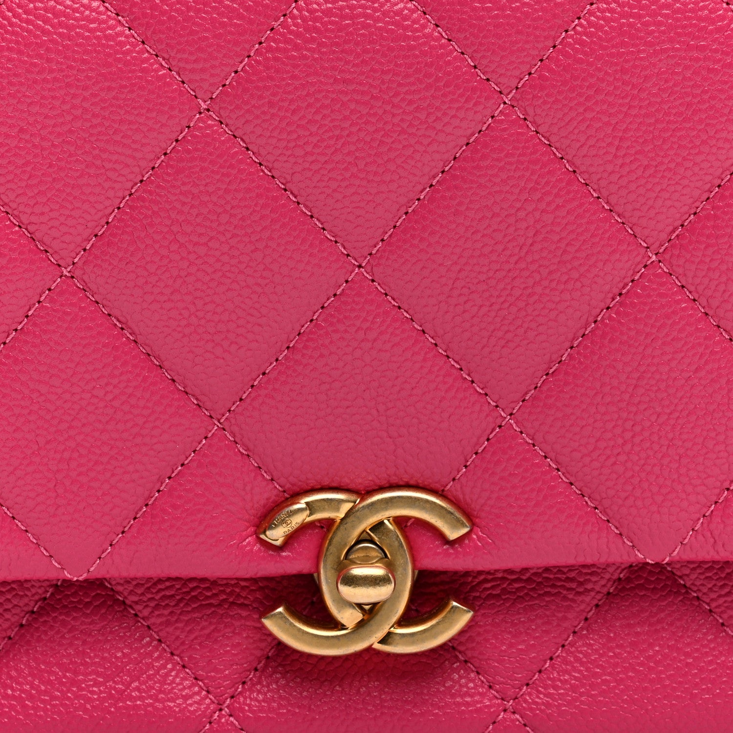 Chanel Shiny Caviar Quilted Small Chain Melody Flap Dark Pink 8 of 11