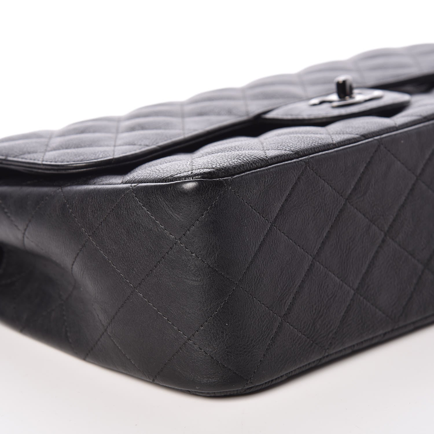 Chanel Crumpled Calfskin Quilted Jumbo Double Flap So Black 8 of 10