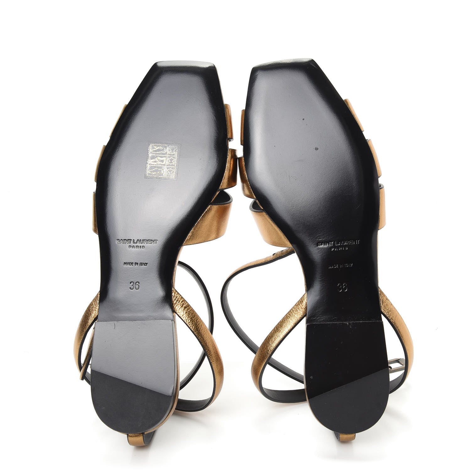 Saint Laurent Calfskin Tribute 05 Ankle Strap Sandals 36 Dark Gold 6 of 11