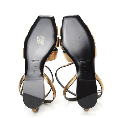 Saint Laurent Calfskin Tribute 05 Ankle Strap Sandals 36 Dark Gold 6 of 11
