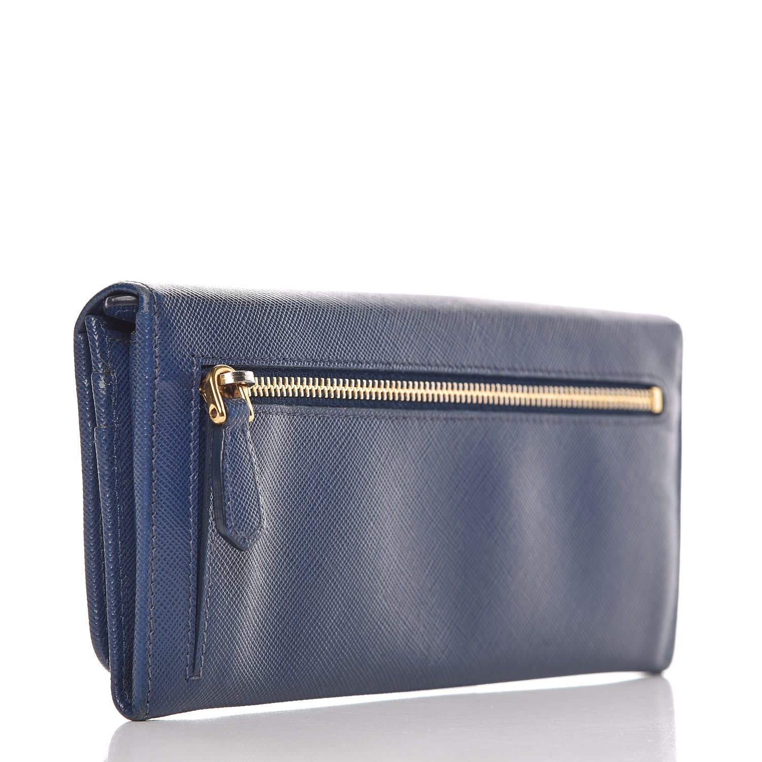 Prada Saffiano Metal Continental Flap Wallet Bleuette 3 of 13