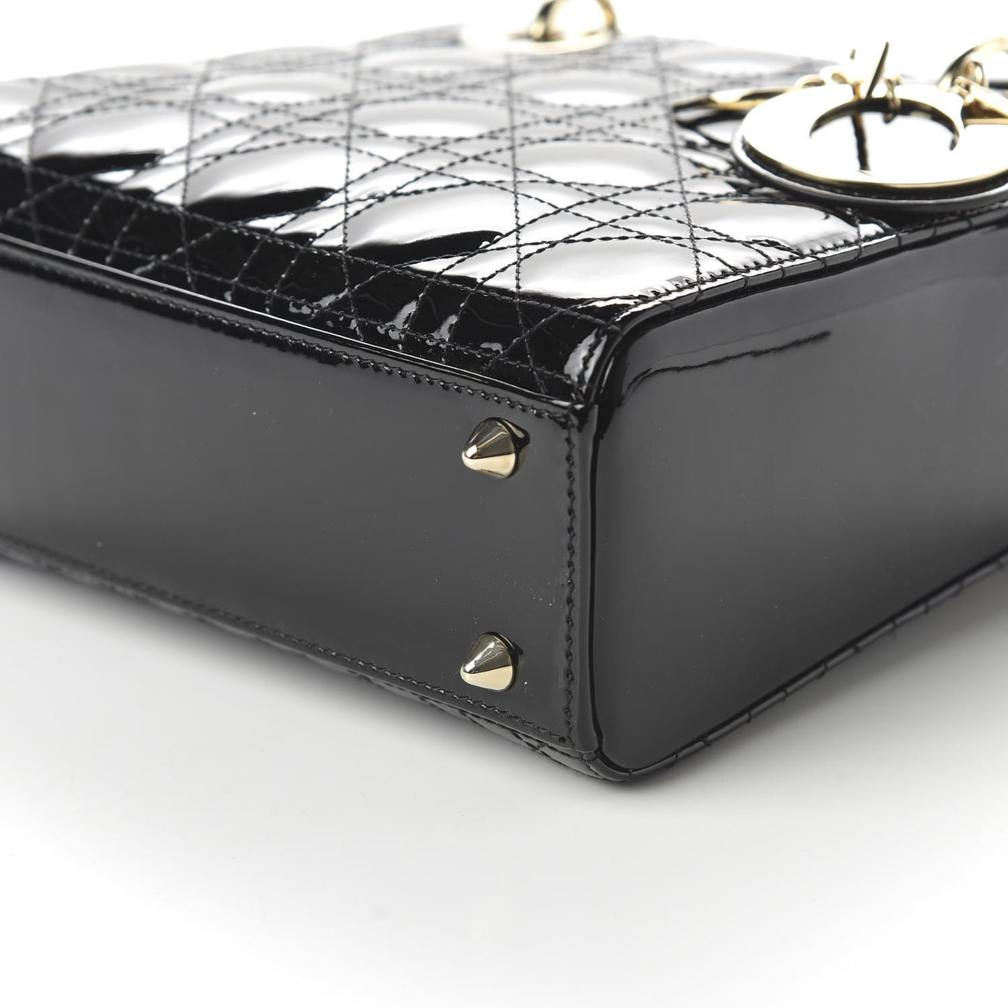 Patent Cannage Small Lady Dior Black