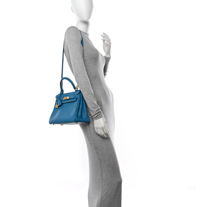 Hermes Evercolor Kelly Retourne 28 Bleu Zanzibar 2 of 17