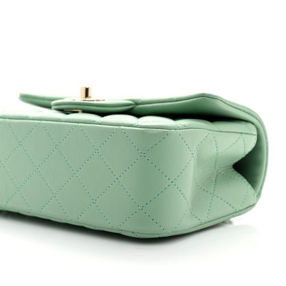 Chanel Lambskin Quilted Mini Top Handle Rectangular Flap Light Green 10 of 10