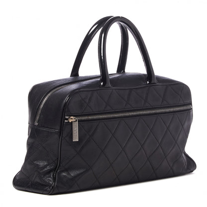 Chanel Calfskin Patent Quilted Large Bowler Black 2 of 9