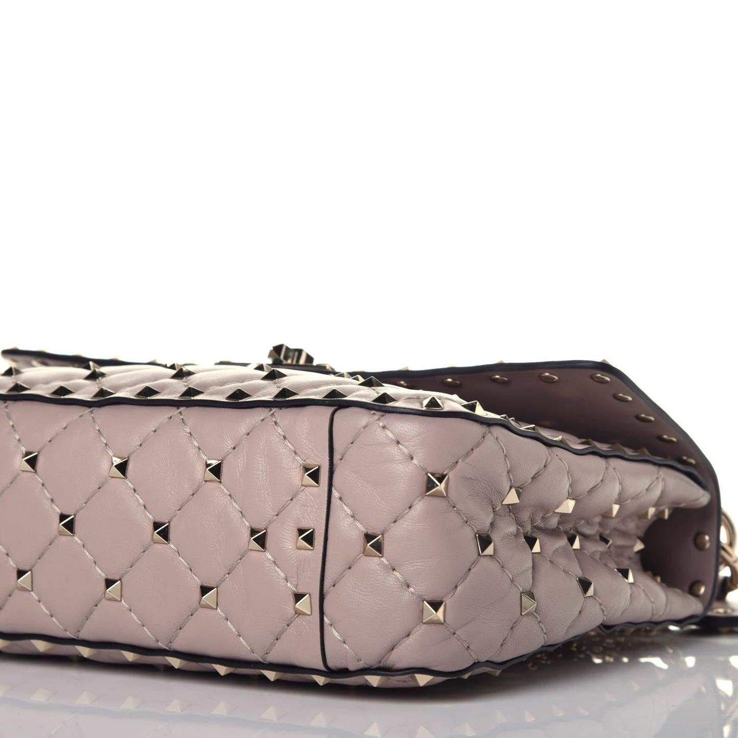 Lambskin Medium Rockstud Spike Shoulder Bag Poudre