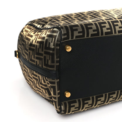 Fendi Fabric Jacquard Cuoio Roma FF Metallic Thread Karligraphy Weekender Gold Black 8 of 9