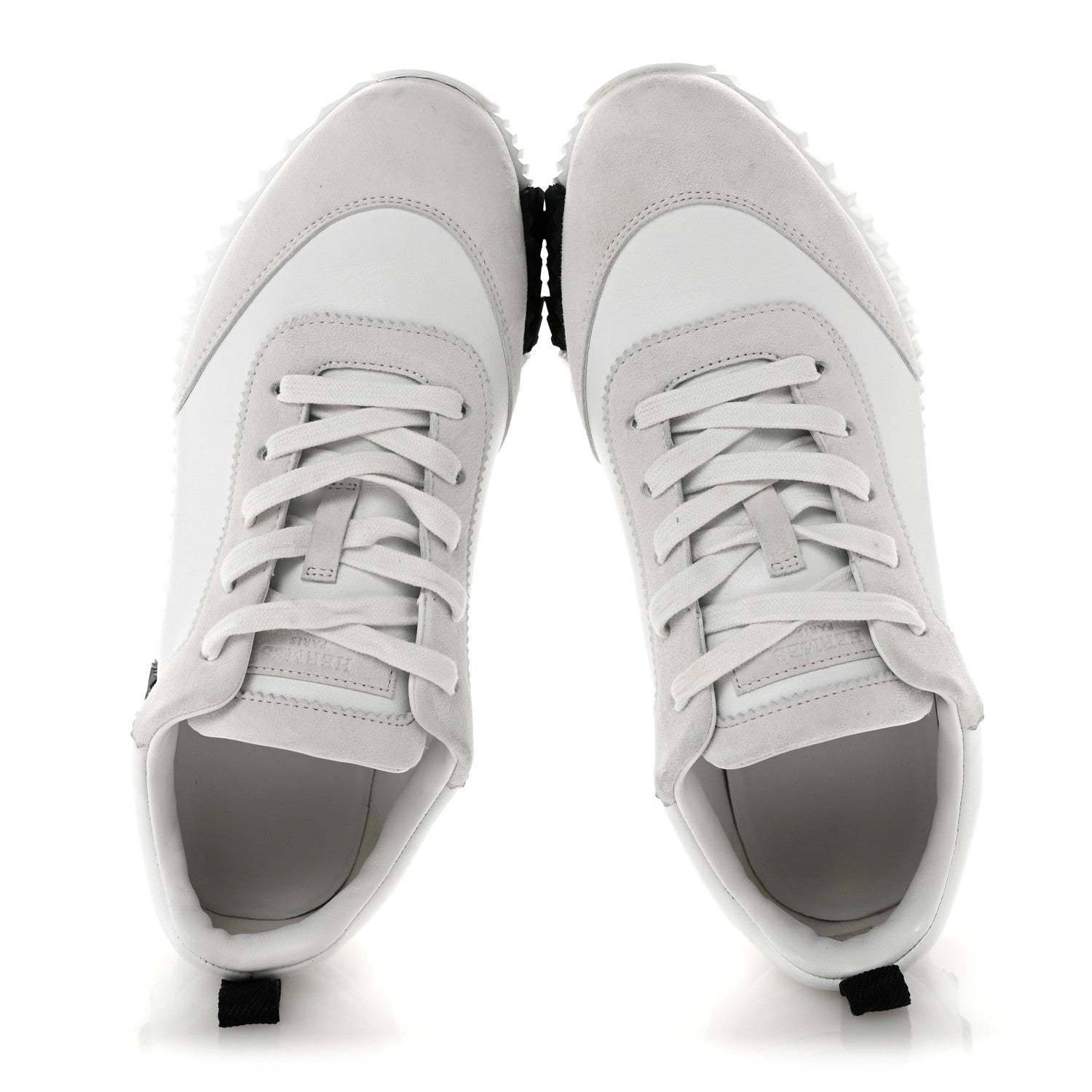 Hermes Calfskin Suede Goatskin Bouncing Sneakers 39 White 2 of 10