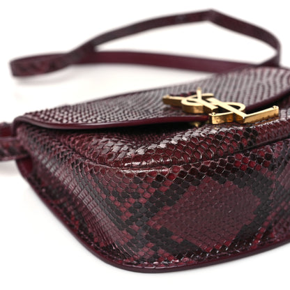 Saint Laurent Snakeskin Small Kaia Satchel Burgundy 9 of 10