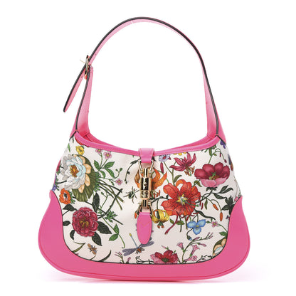 Gucci Canvas Flora Medium Jackie Hobo Fuchsia 1 of 9
