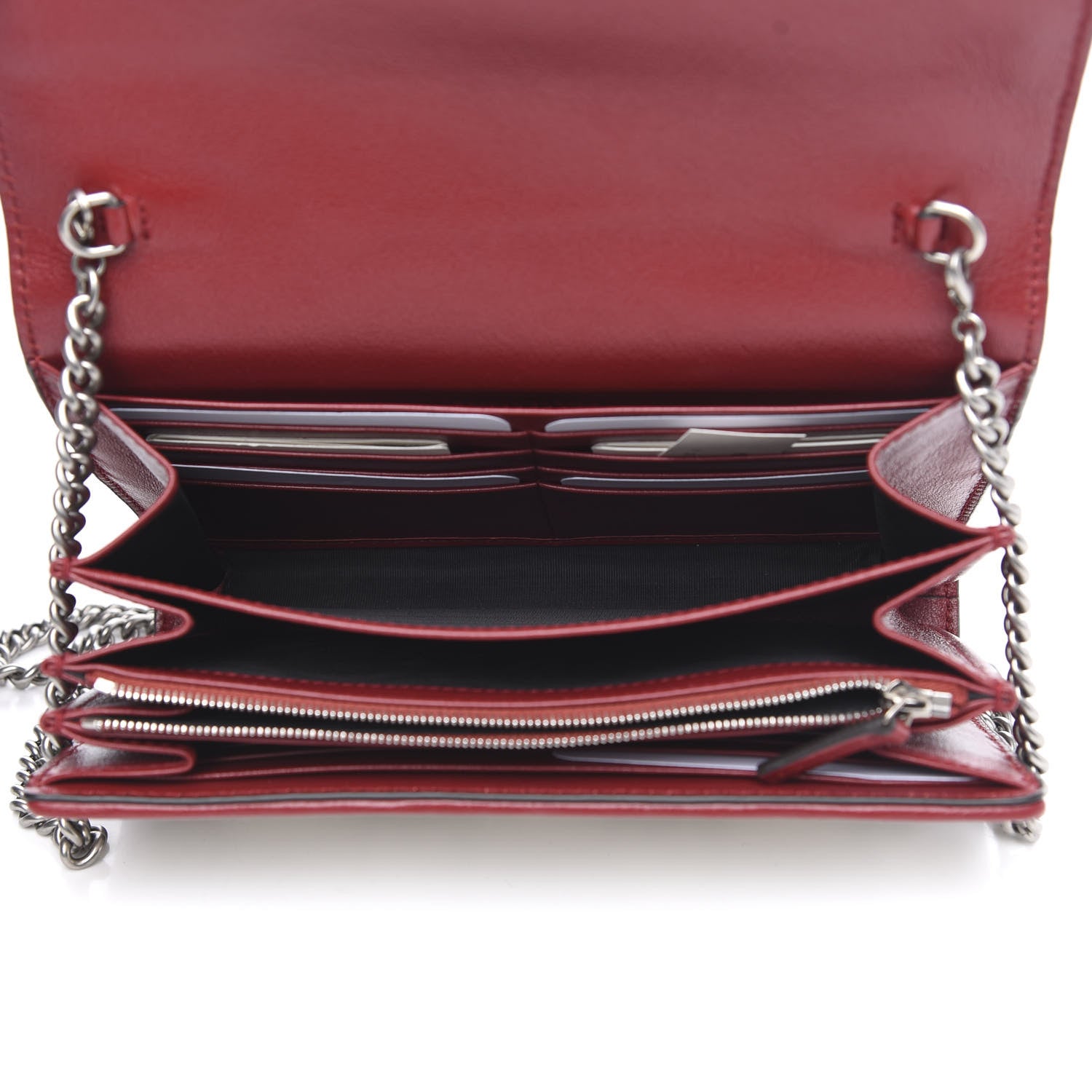 Gucci Tweed GG Monogram Mini Dionysus Chain Wallet White Black Romantic Cherry 5 of 11