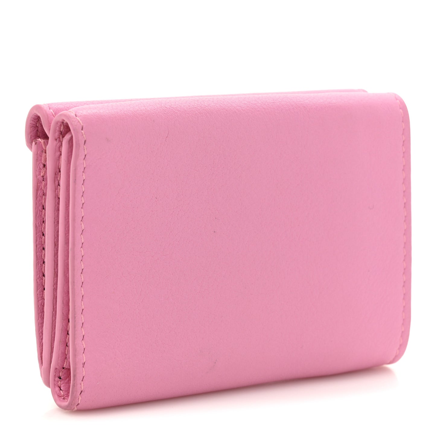 Grained Calfskin Logo Envelope Card Case Wallet Rose Magenta