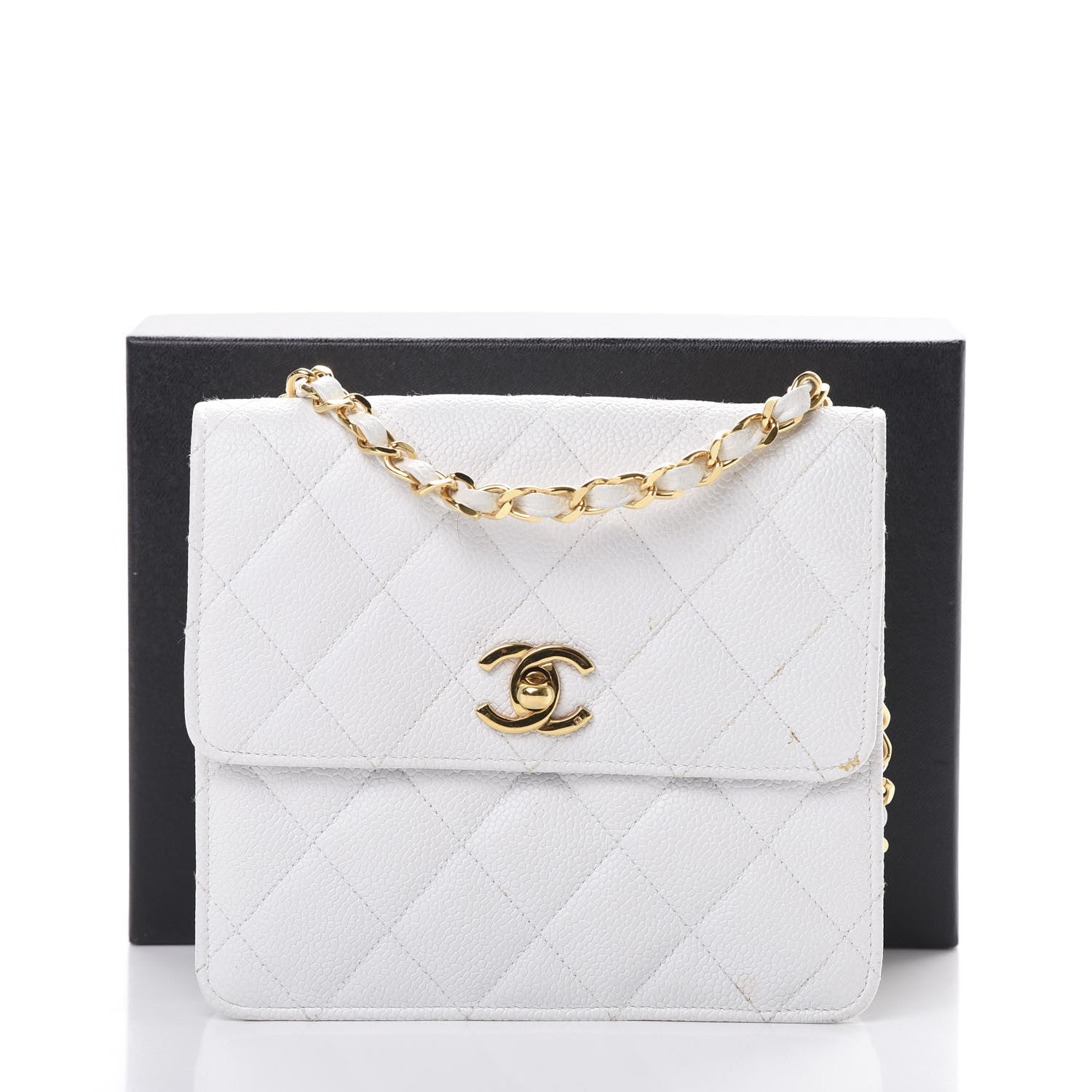 Chanel Caviar Quilted Single Flap Shoulder Bag White 15 of 15