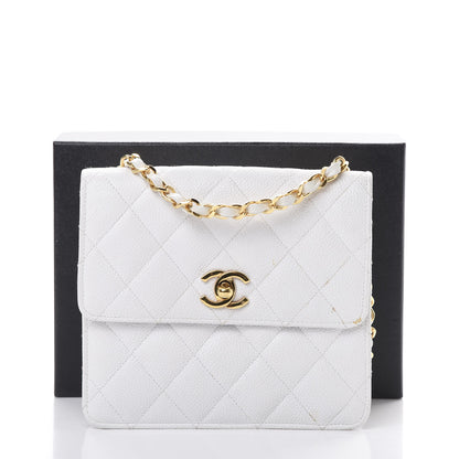 Chanel Caviar Quilted Single Flap Shoulder Bag White 15 of 15