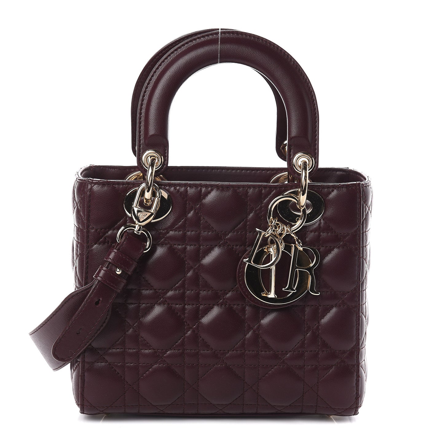 Lambskin Cannage Small Lucky Badges My Lady Dior Burgundy