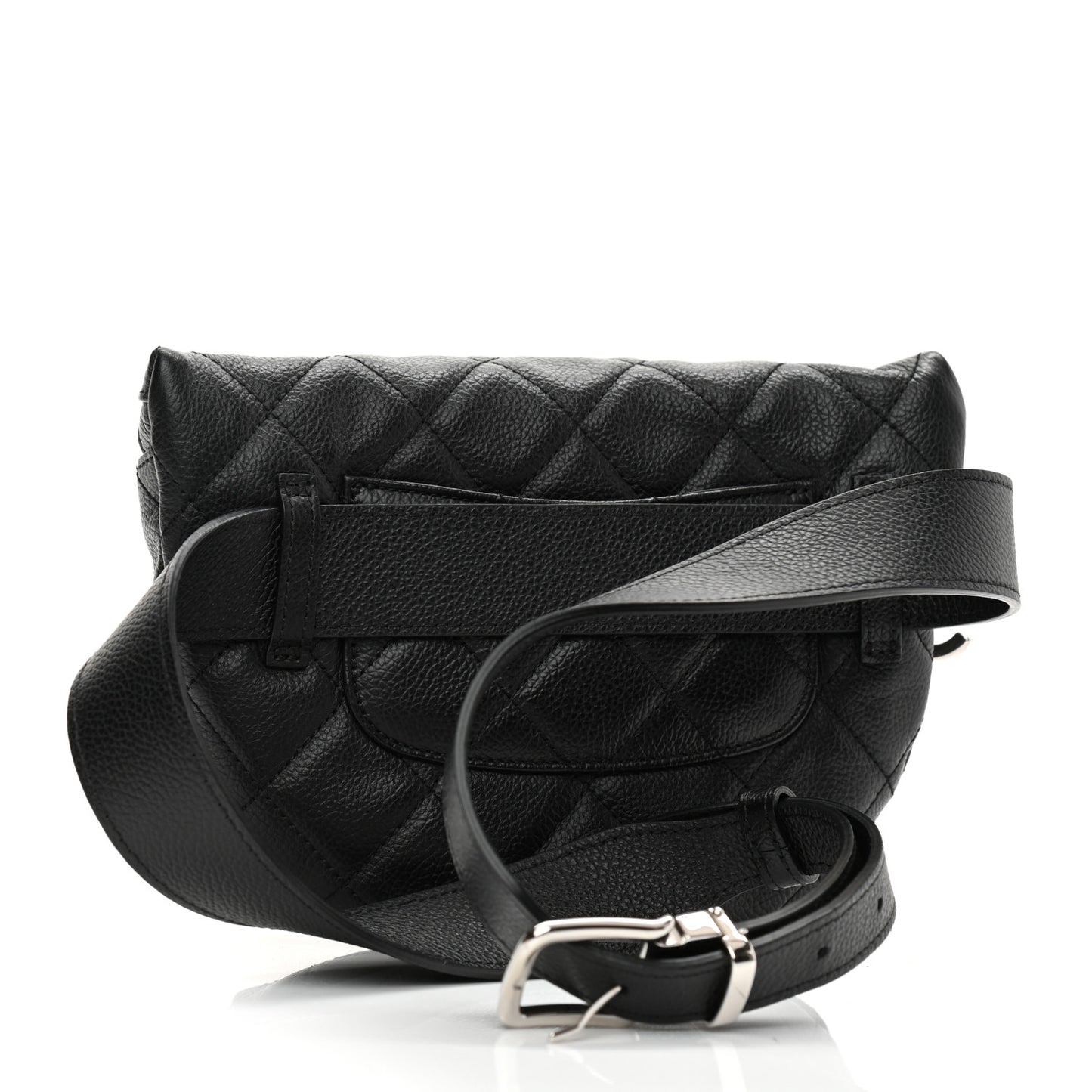 Grained Calfskin Quilted Waist Belt Bag Black