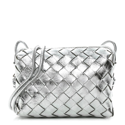 Bottega Veneta Metallic Nappa Intrecciato Mini Looping Crossbody Silver 1 of 19