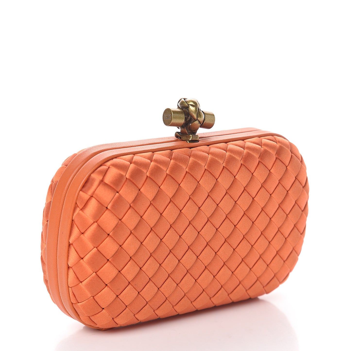 Satin Intreccio Knot Clutch Orange