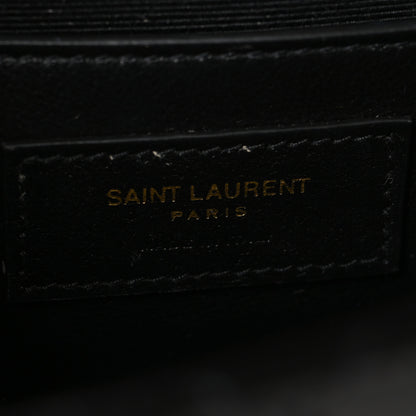 Saint Laurent Grain De Poudre Textured Mixed Matelasse Triquilt Small Monogram Satchel Black 7 of 10