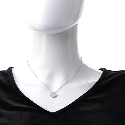 Van Cleef & Arpels 18K White Gold Mother of Pearl Vintage Alhambra Pendant Necklace 2 of 6