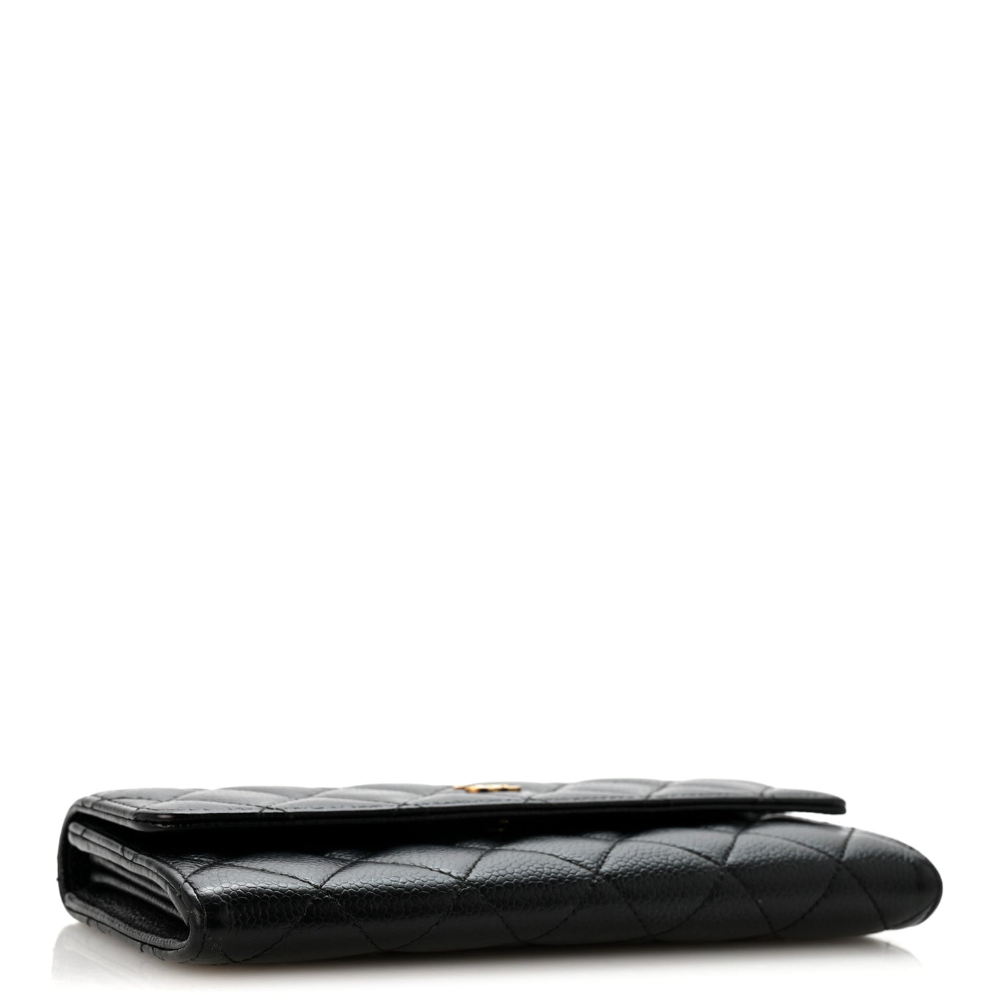 Caviar Quilted Large Flap Wallet Black