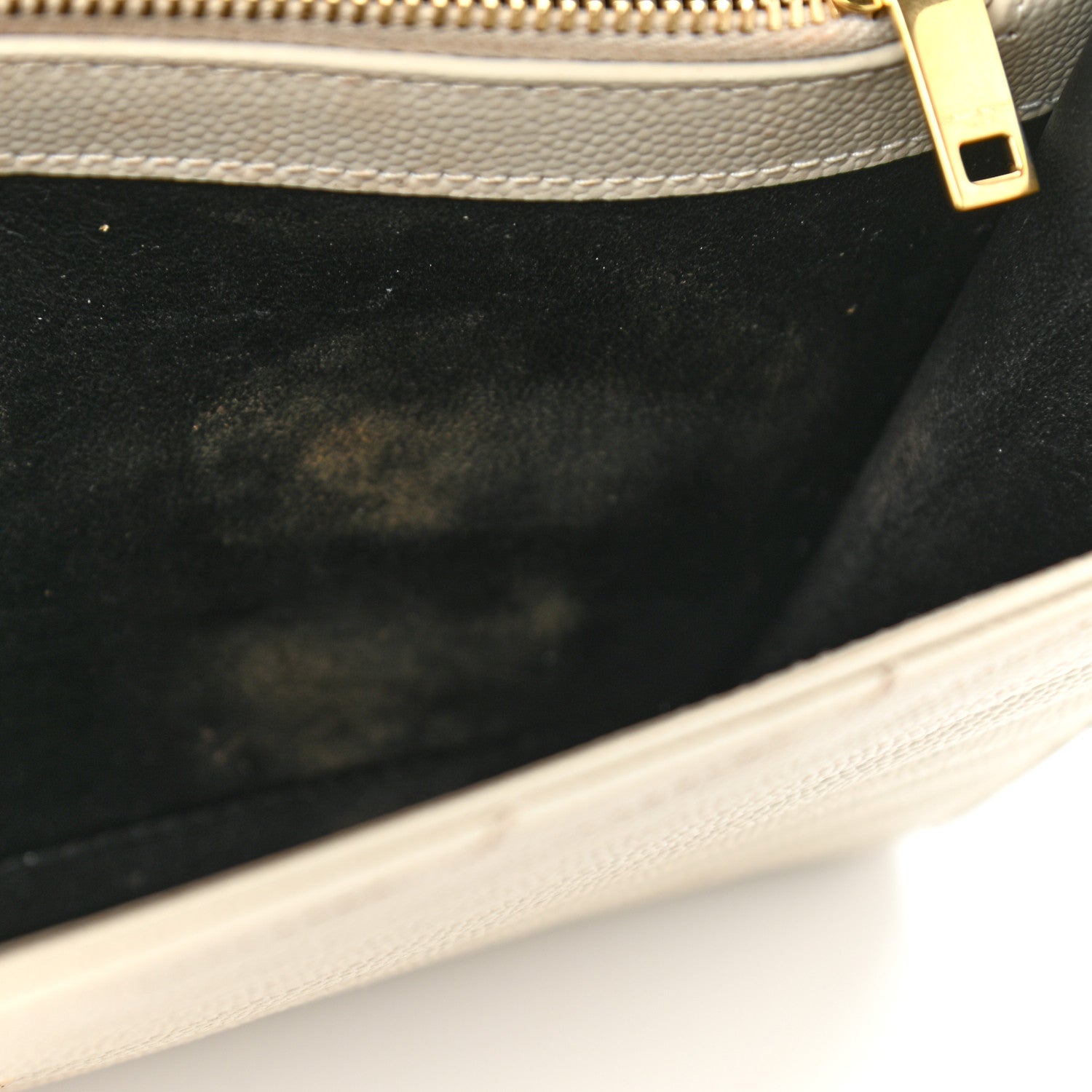 Saint Laurent Grain De Poudre Matelasse Chevron Monogram Chain Wallet Crema Soft 11 of 15