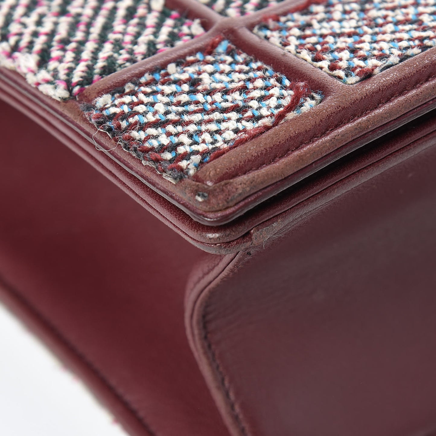 Tweed Calfskin Medium Diorama Flap Bag Burgundy Multicolor