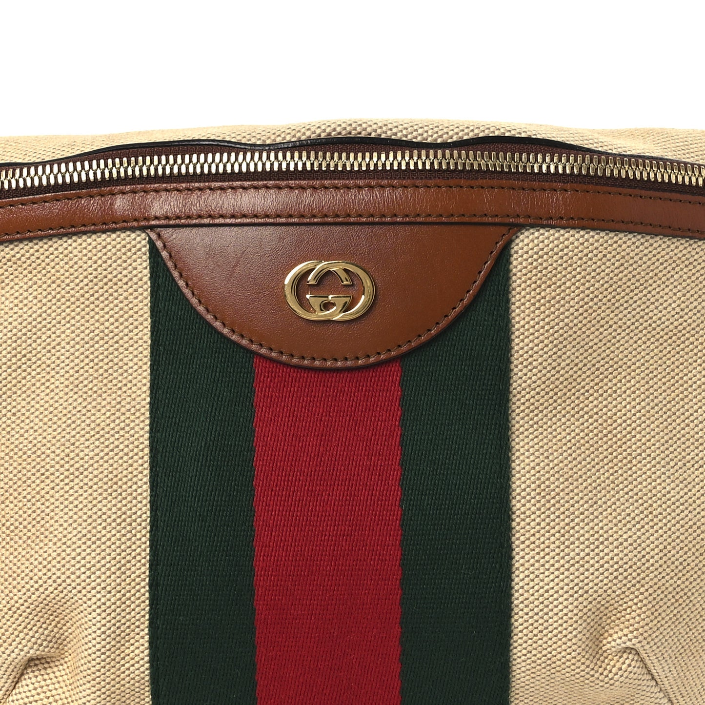 Vintage Canvas Web Belt Bag Sand Cuir
