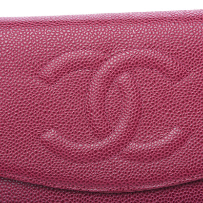Chanel Caviar Timeless CC Wallet On Chain WOC Dark Fuchsia 11 of 12