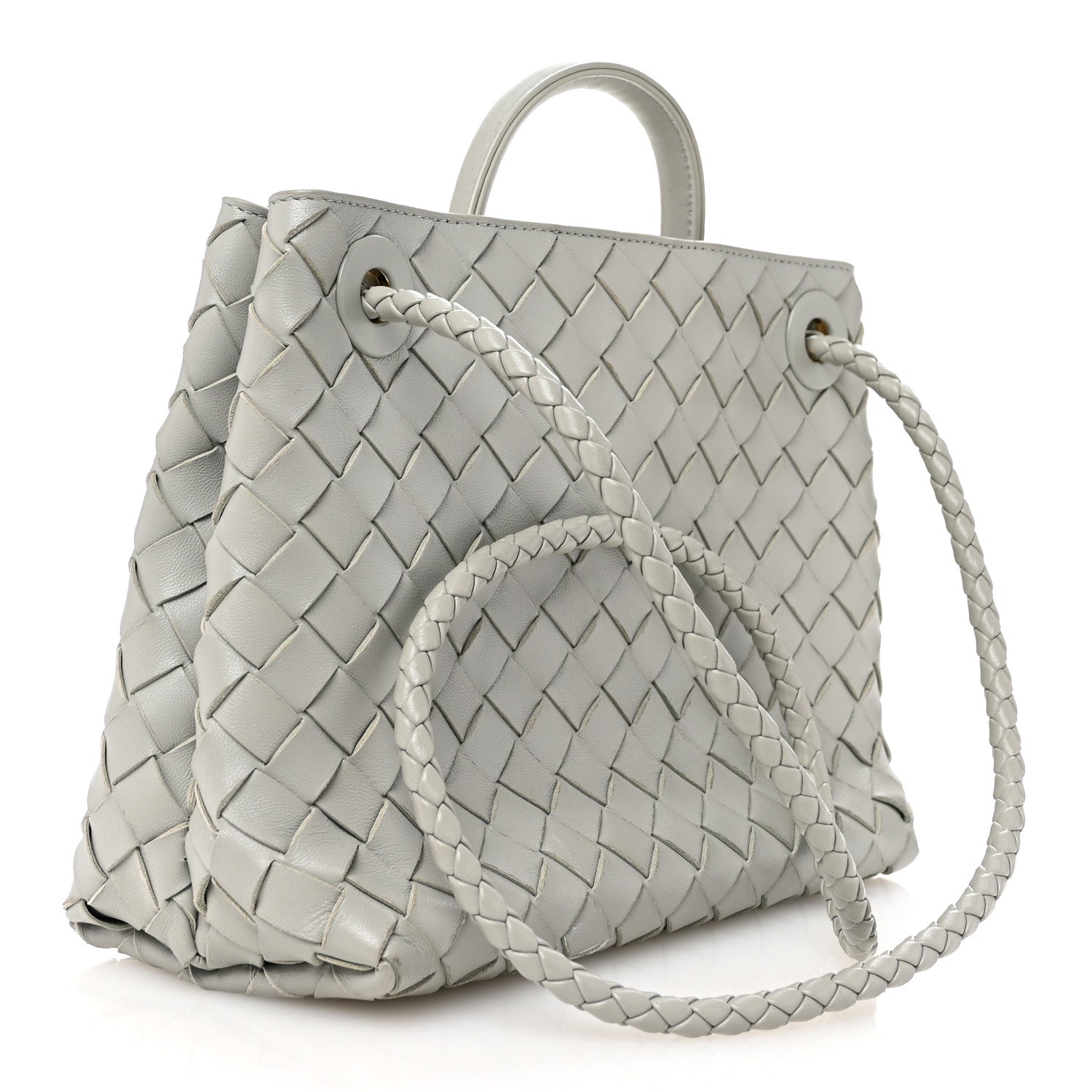 Bottega Veneta Nappa Intrecciato Small Andiamo Shoulder Bag Agate Grey 3 of 9