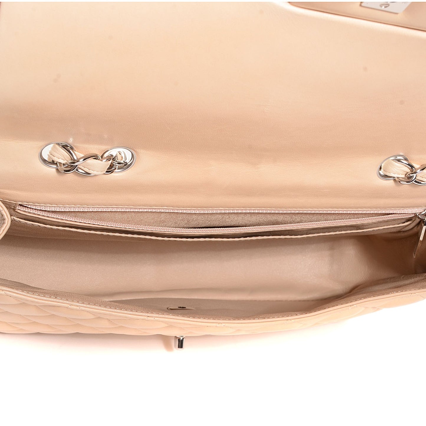 Lambskin Quilted Jumbo Single Flap Beige Clair