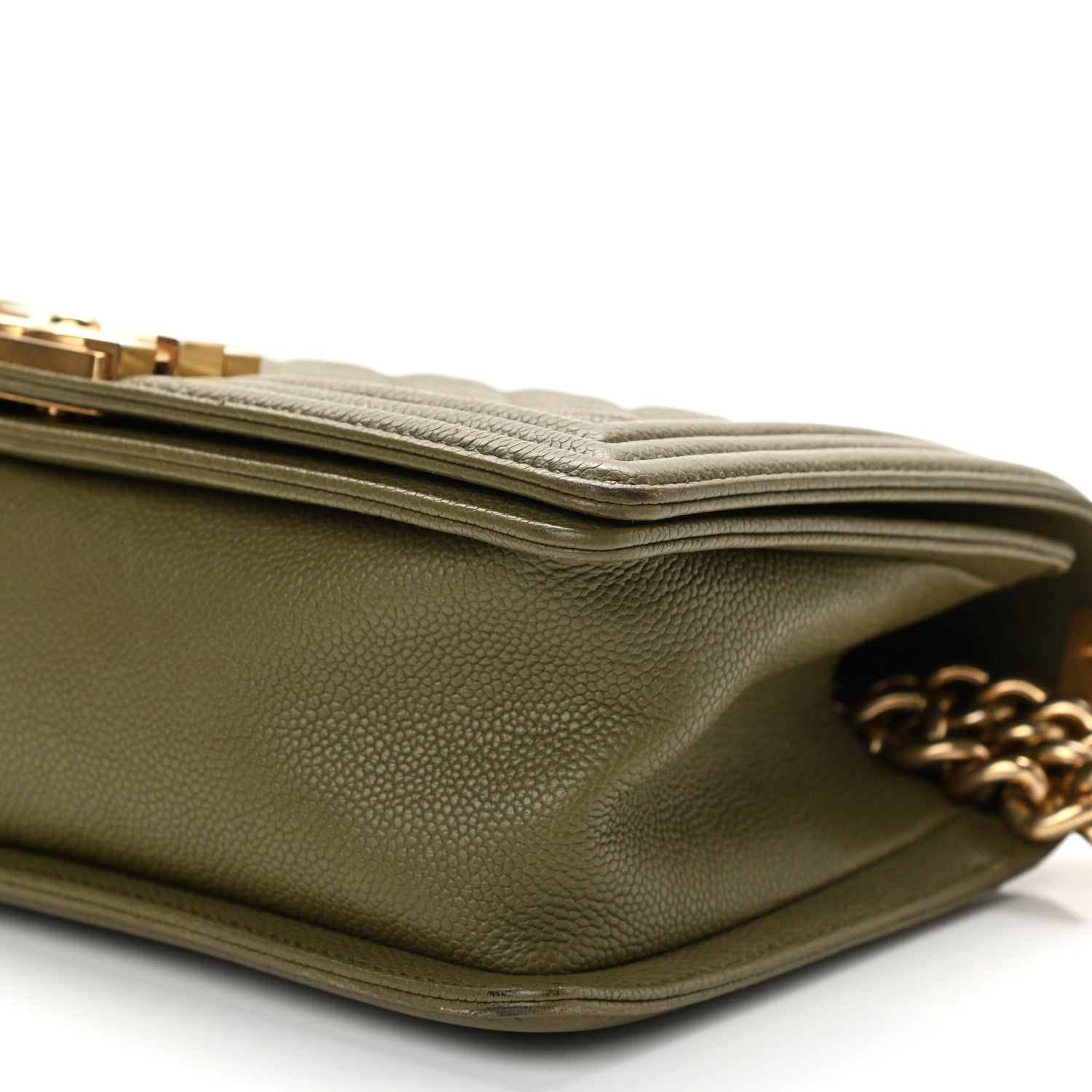 Chanel Caviar Quilted Medium Boy Flap Green 11 of 16