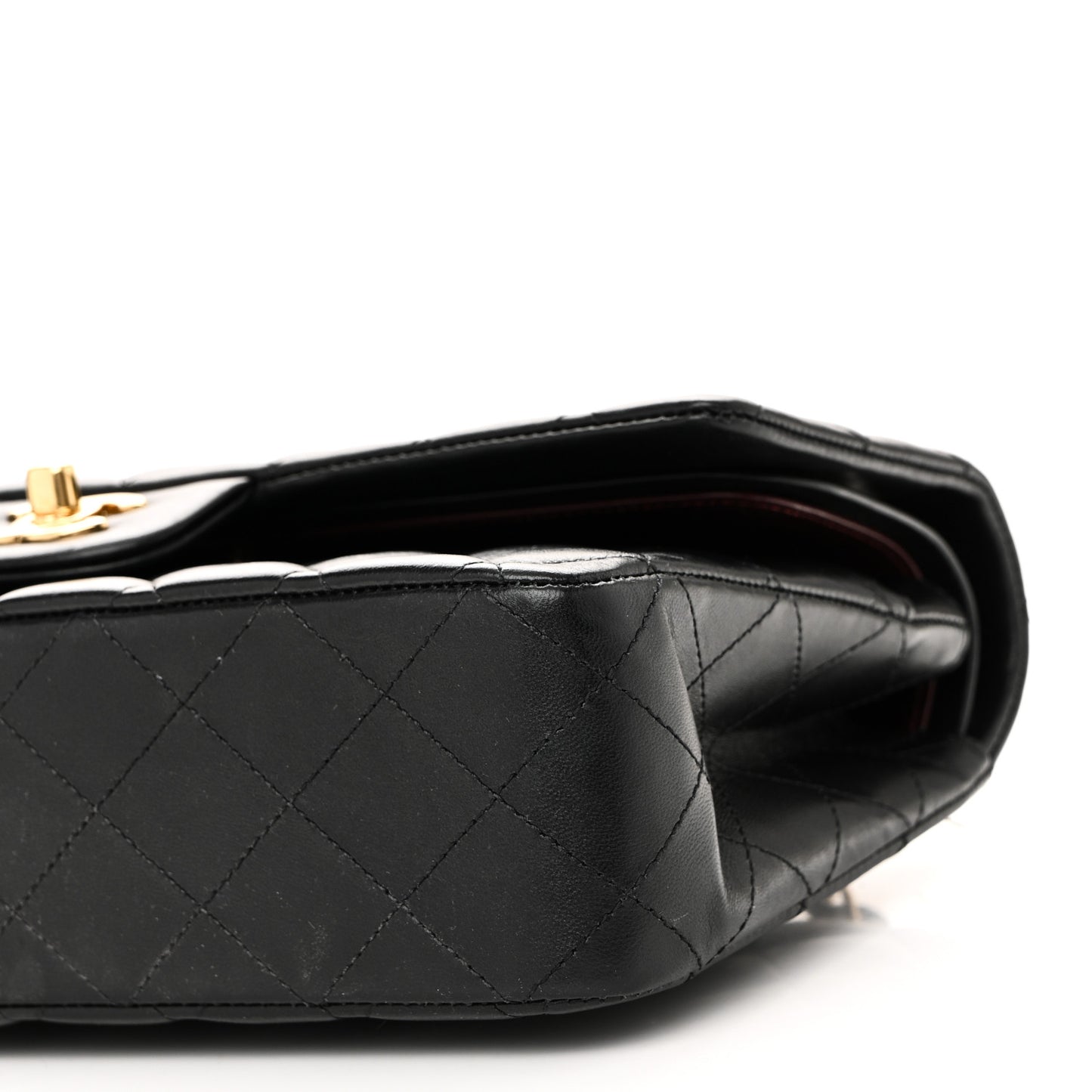 Lambskin Quilted Medium Double Flap Black