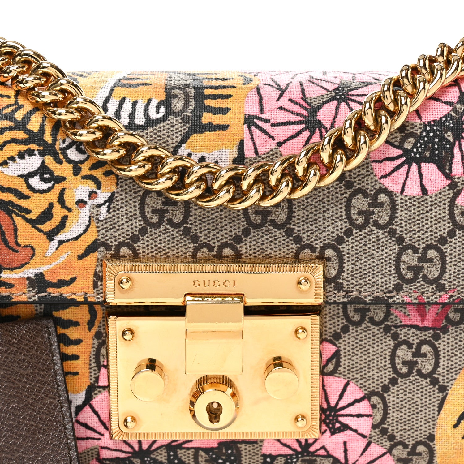 Gucci GG Supreme Monogram Bengal Small Padlock Shoulder Bag Beige Pink 8 of 11
