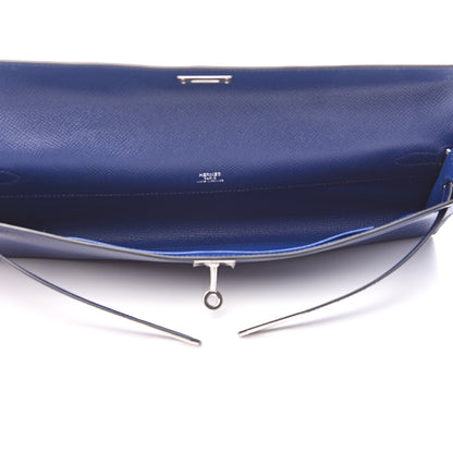 Hermes Epsom Kelly Cut Clutch Pochette Bleu Saphir 5 of 10