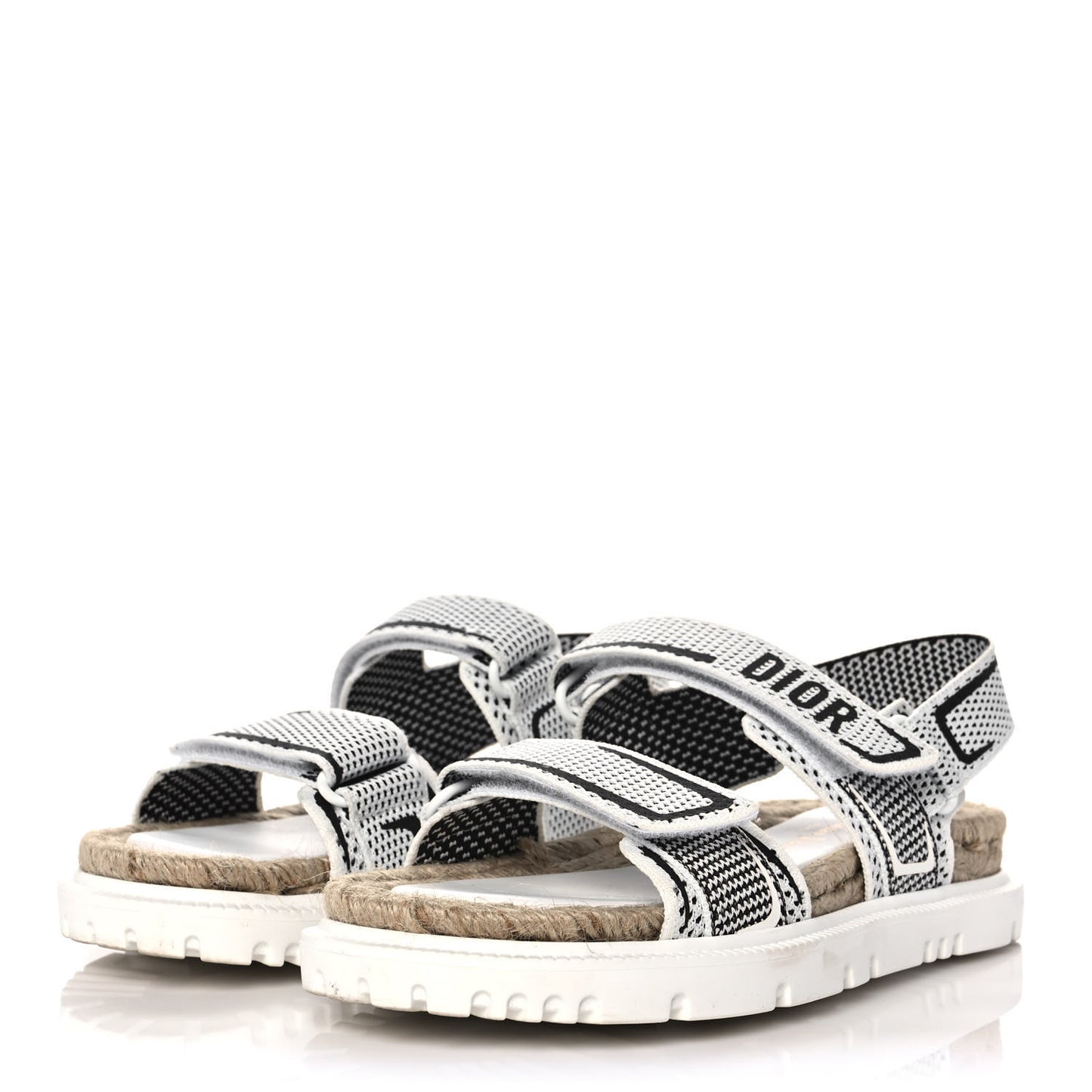 Technical Knit Jute Dioract 10mm Sandals 36 White Black