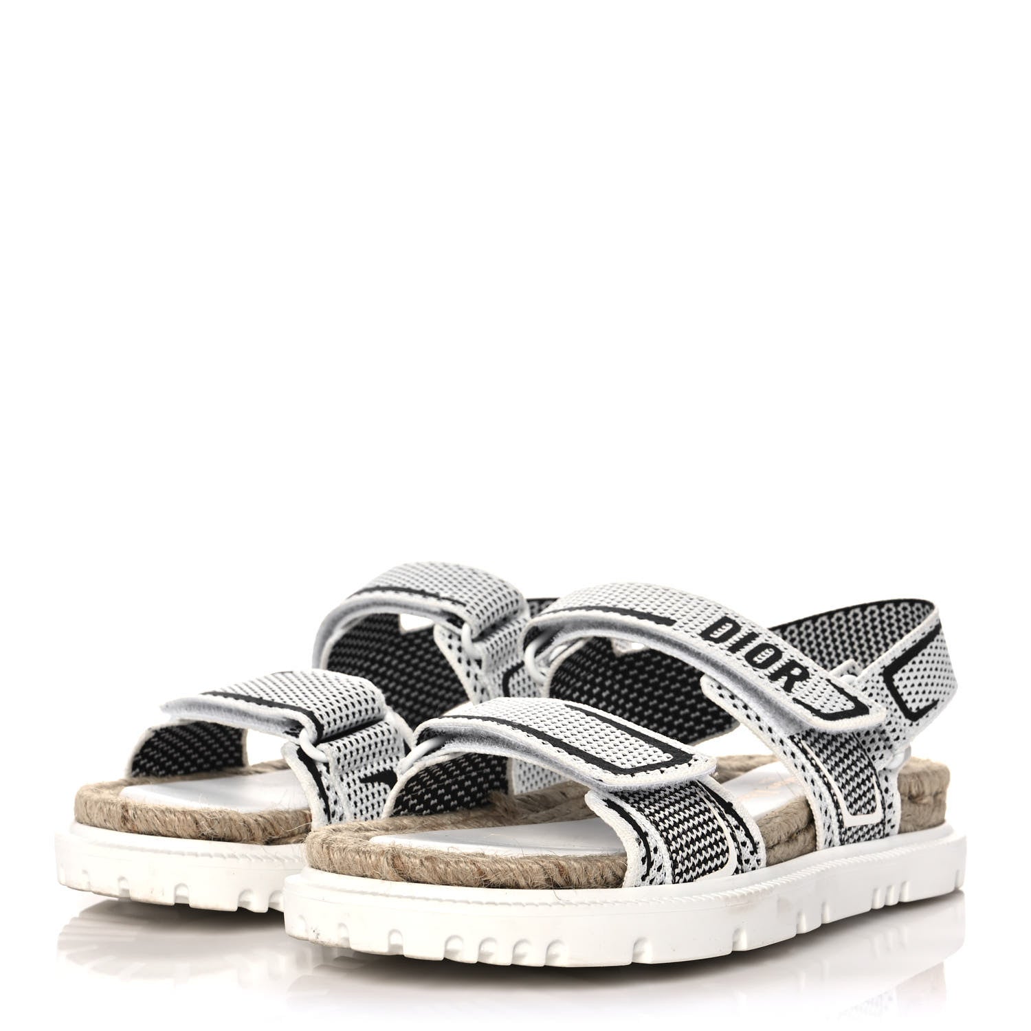 Christian Dior Technical Knit Jute Dioract 10mm Sandals 36 White Black 3 of 7