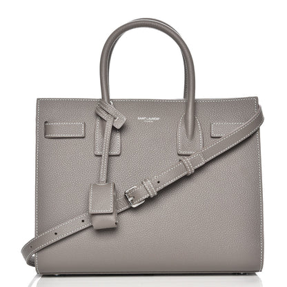 Saint Laurent Grained Calfskin Topstich Baby Sac De Jour Grey 1 of 8