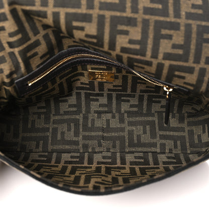 Fendi Fabric Jacquard FF 1974 Medium Baguette Tobacco Moro Black 5 of 9